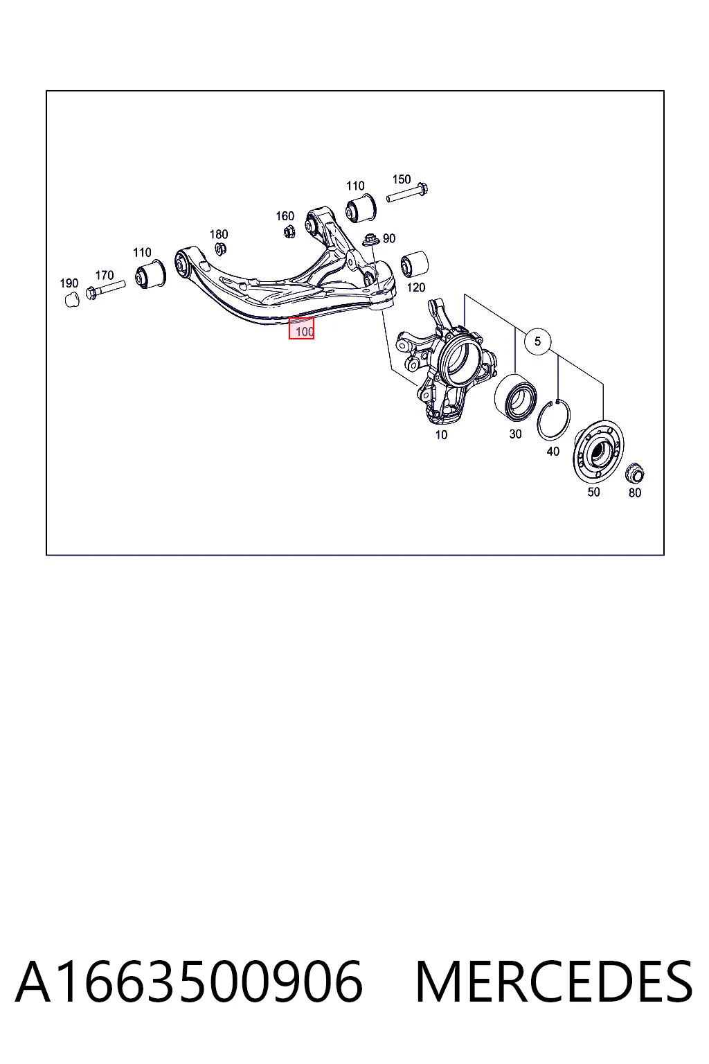 A1663500906 Mercedes Brazo inferior izquierdo de la suspensión trasera