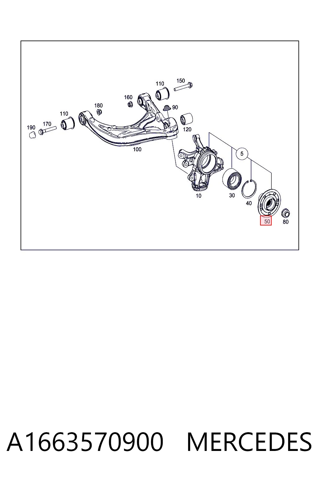 A1663570900 Mercedes Buje de rueda trasero