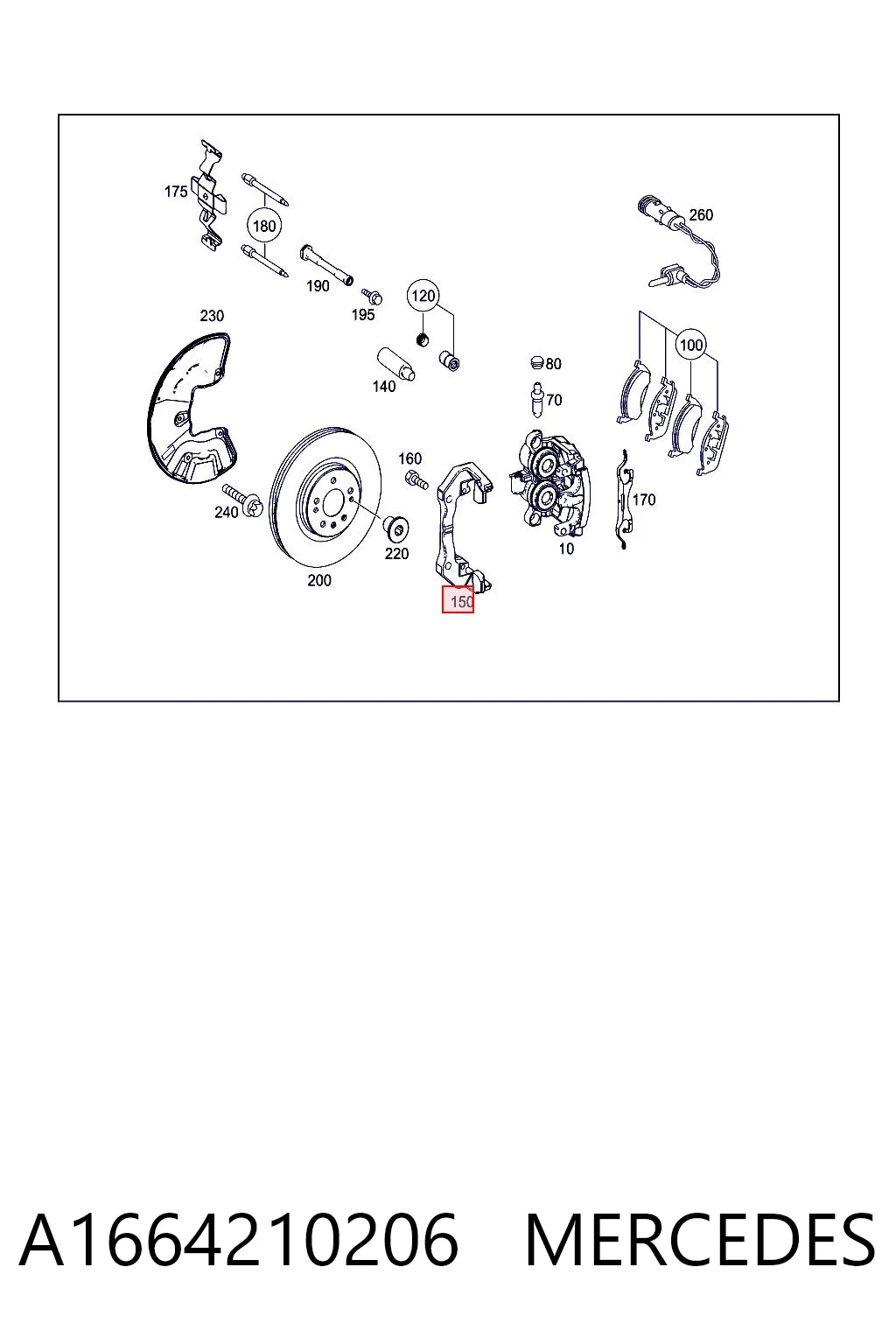 Soporte de la pinza de freno delantera A1664210206 MERCEDES