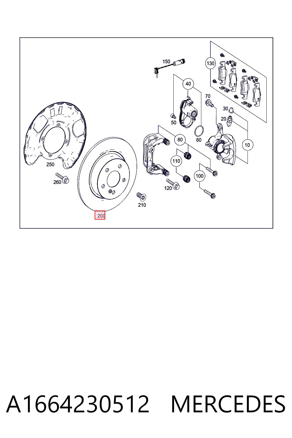 A1664230512 Mercedes Freno de disco trasero