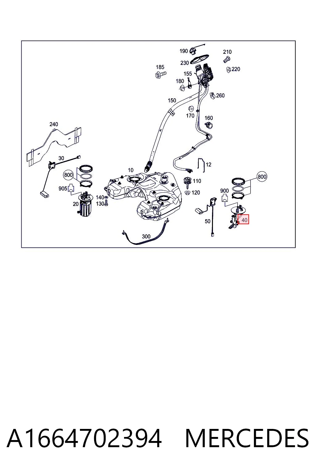 A1664702394 Mercedes Sensor de nivel de combustible izquierdo