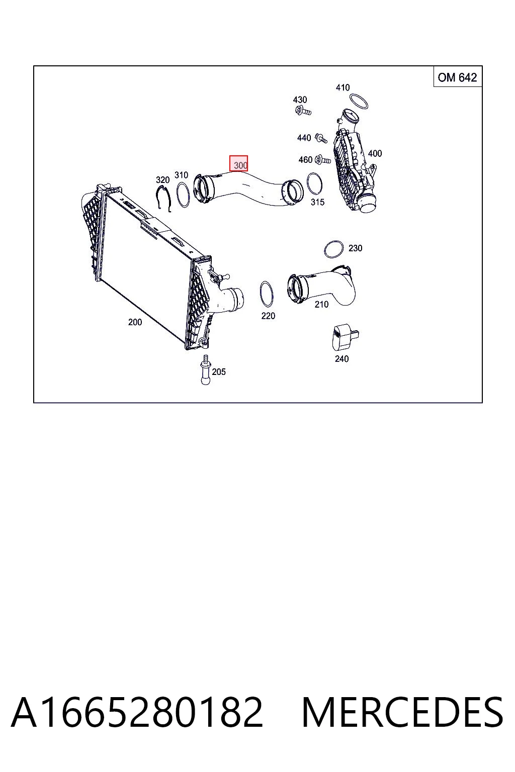 A1665280182 Mercedes Manguera del intercooler