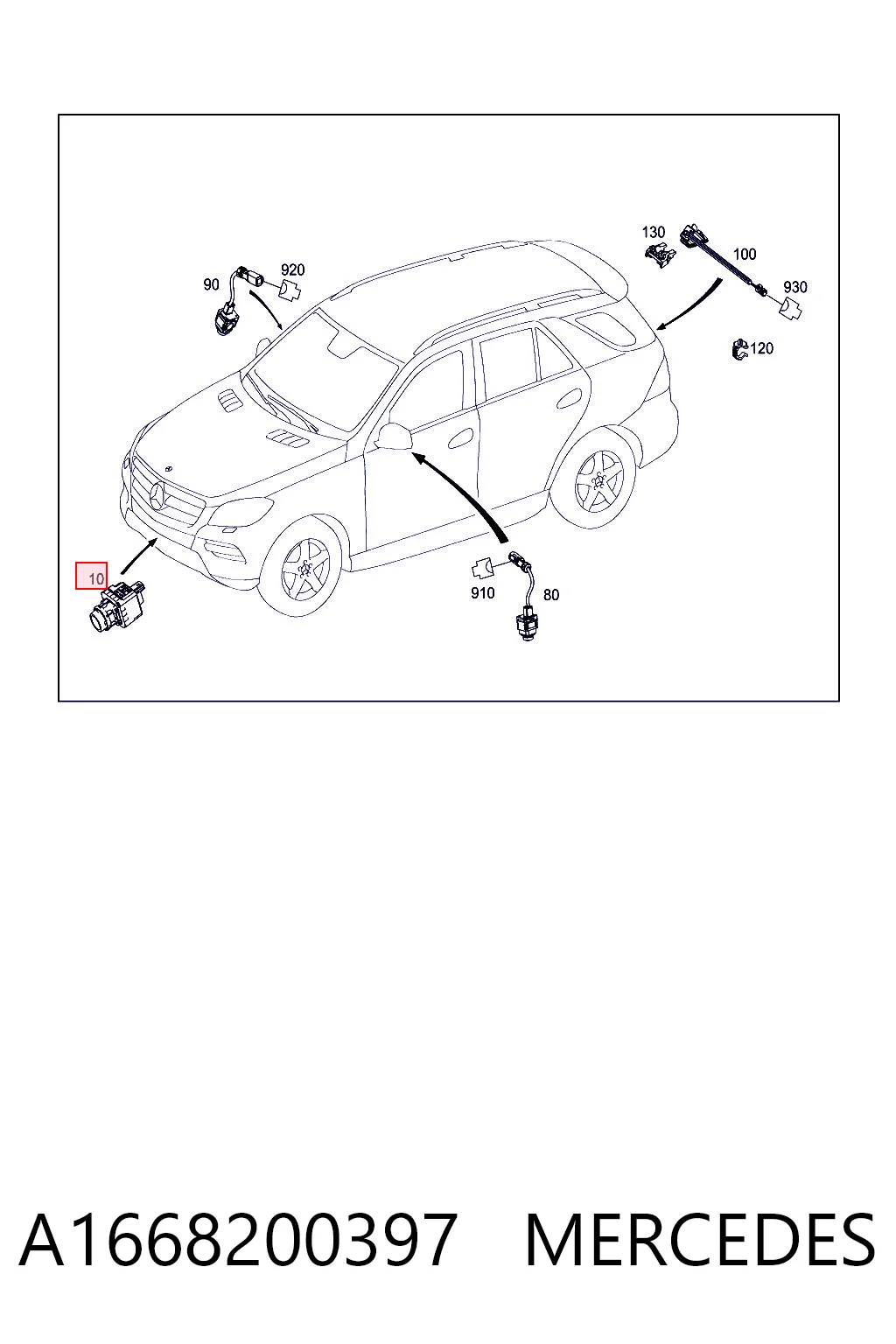 A1668200397 Mercedes Cámara del sistema de visión
