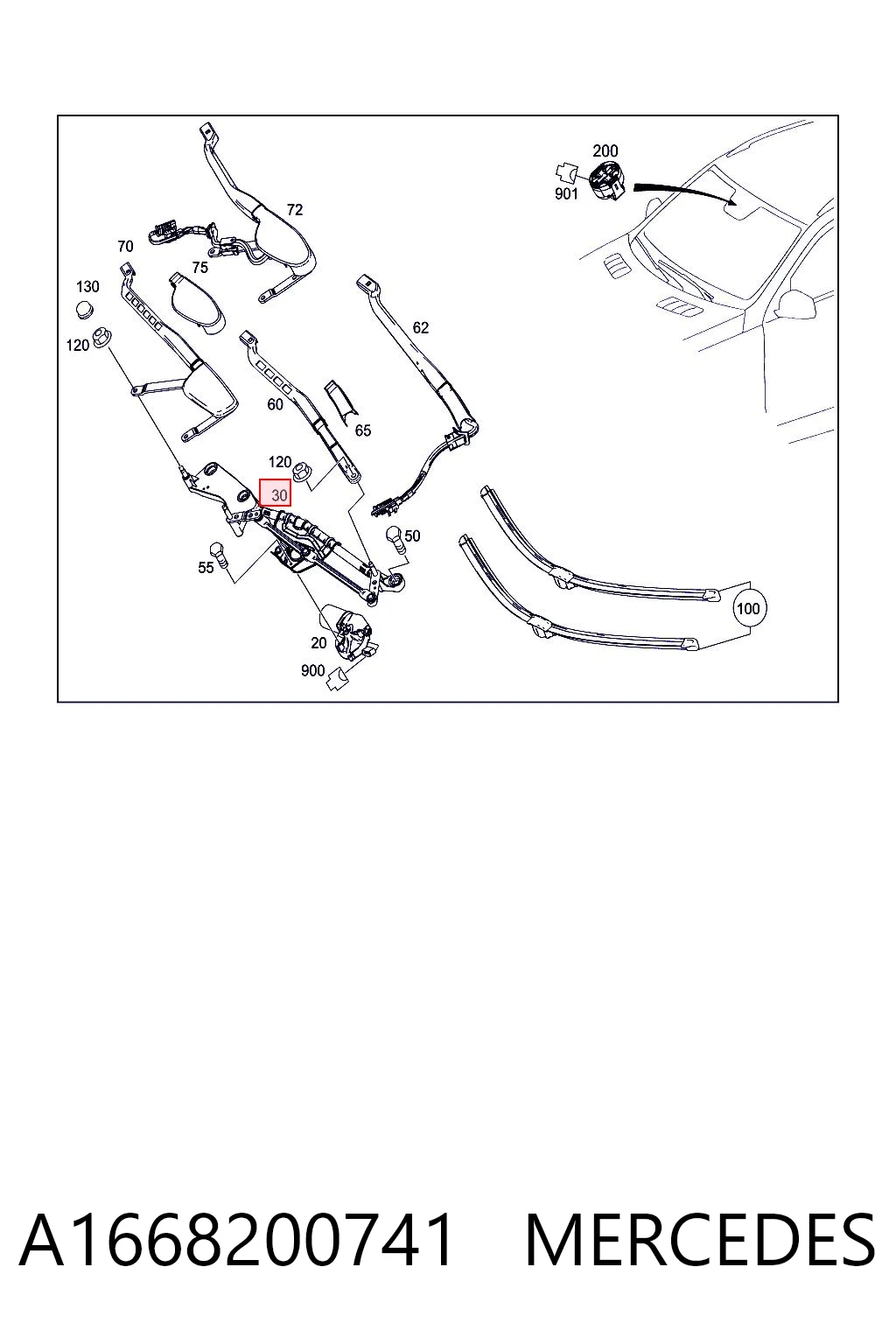 Comprar Trapezio del limpiaparabrisas Mercedes ML/GLE  W166 a bajo precio