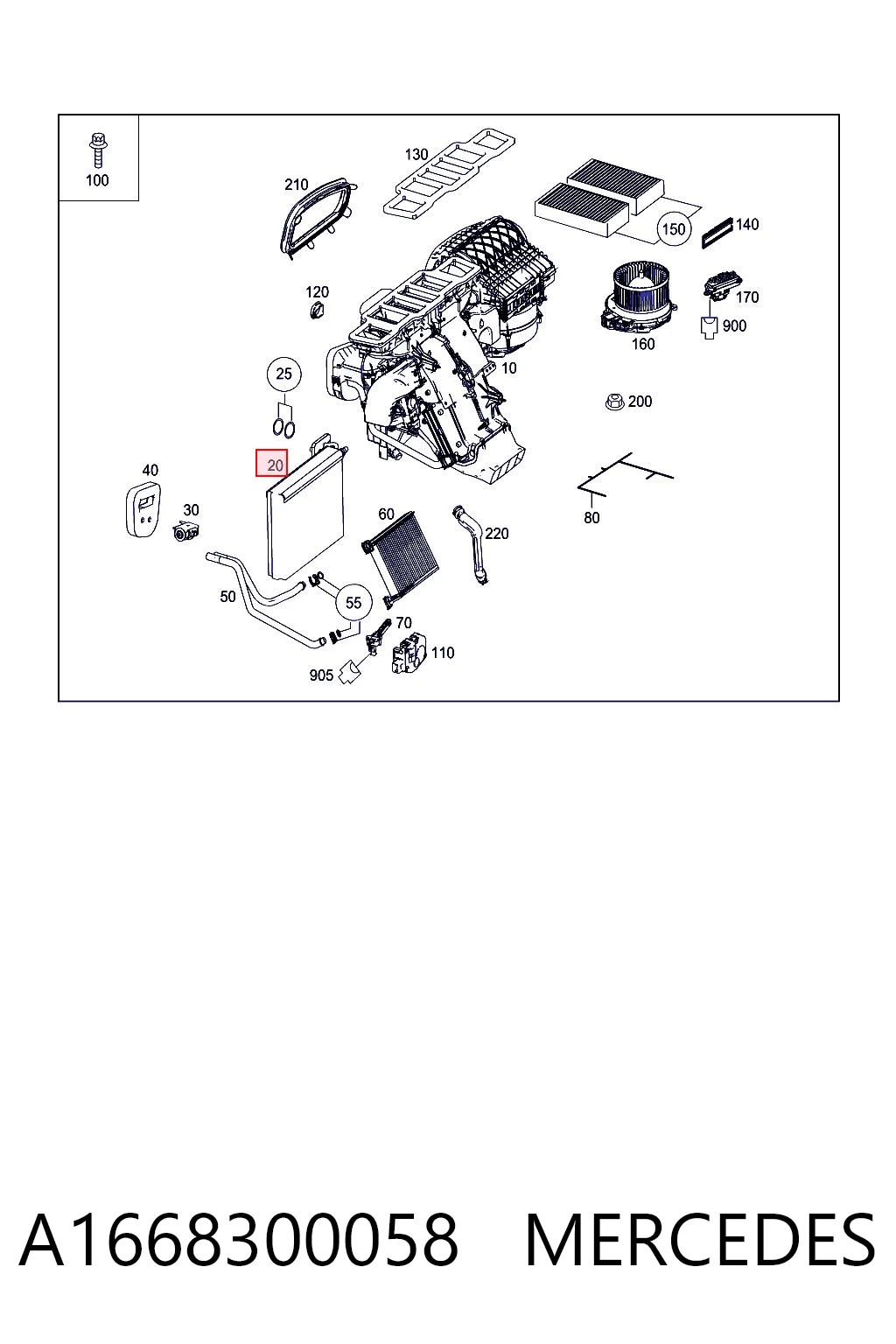 Evaporador, aire acondicionado para Mercedes ML/GLE  W166