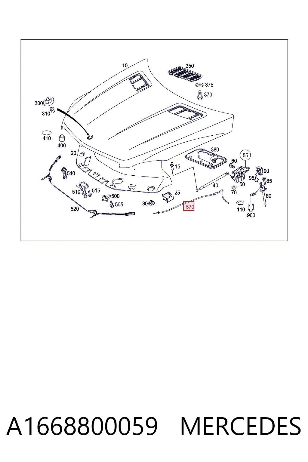 Cable de capó del motor para Mercedes ML/GLE  W166