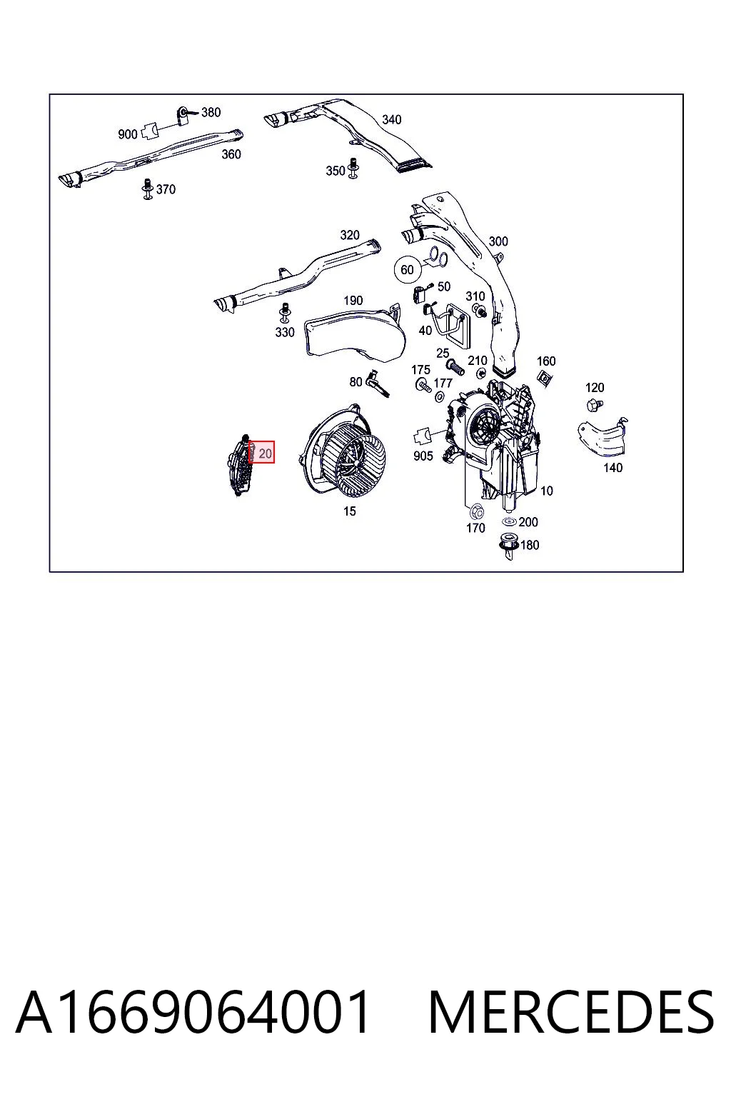 A1669064001 Mercedes Resistencia de calefacción