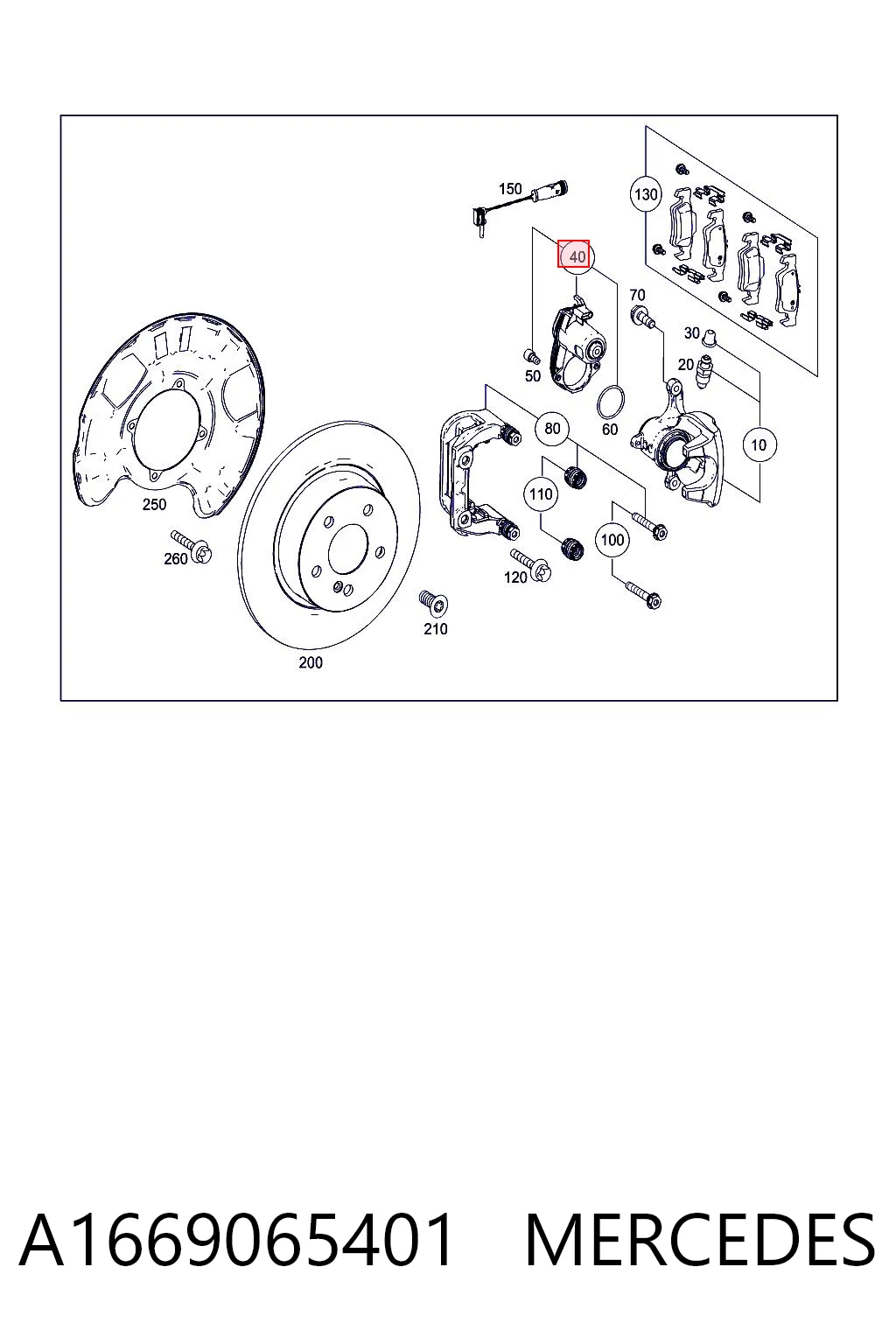 A1669065401 Mercedes Motor del actuador de la pinza de freno trasera