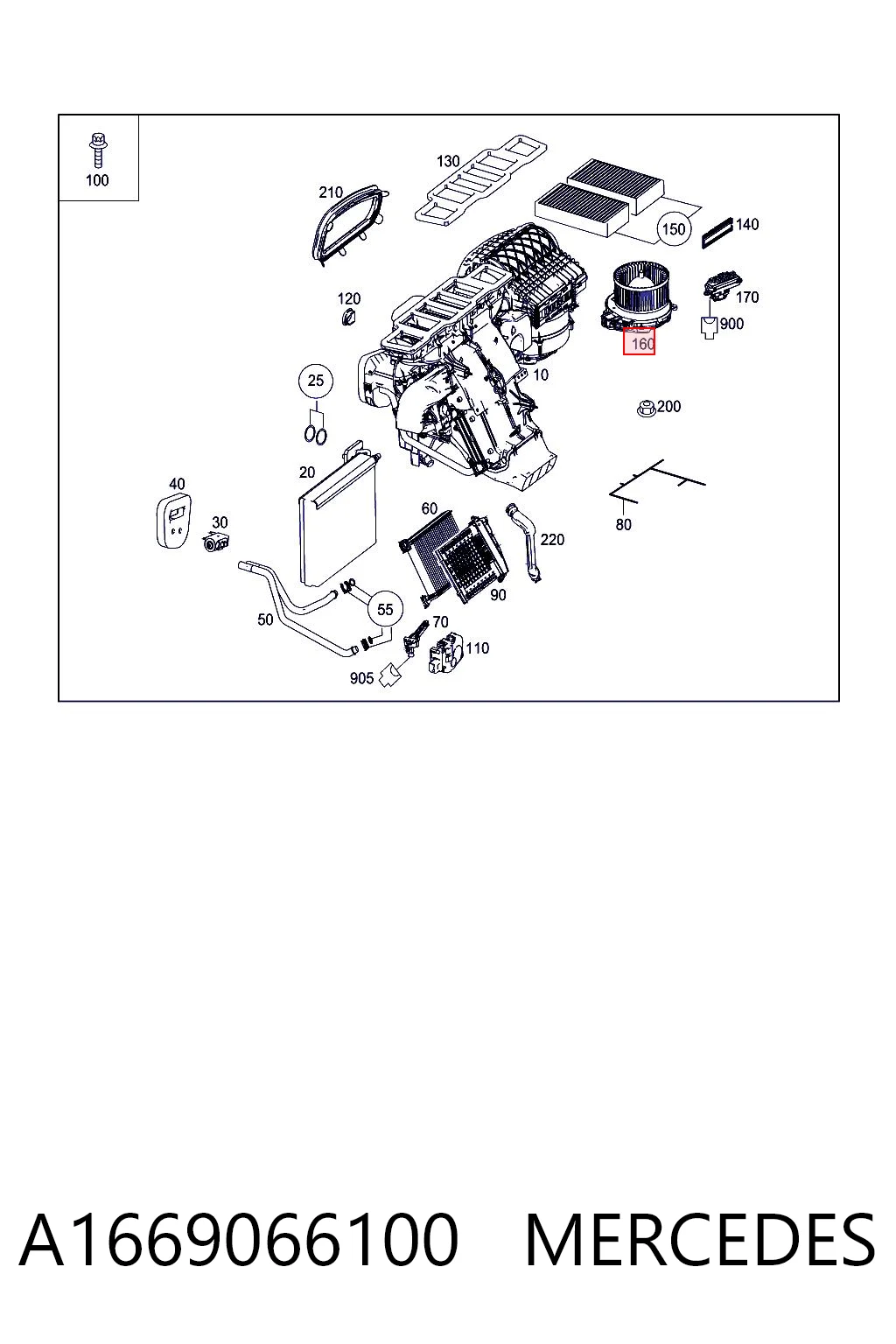 A1669066100 Mercedes Ventilador de habitáculo