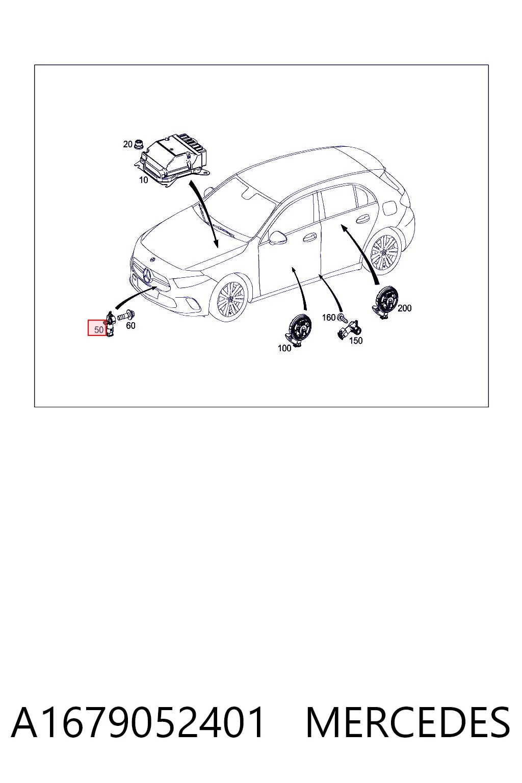 A1679052401 Mercedes Sensor de airbag delantero