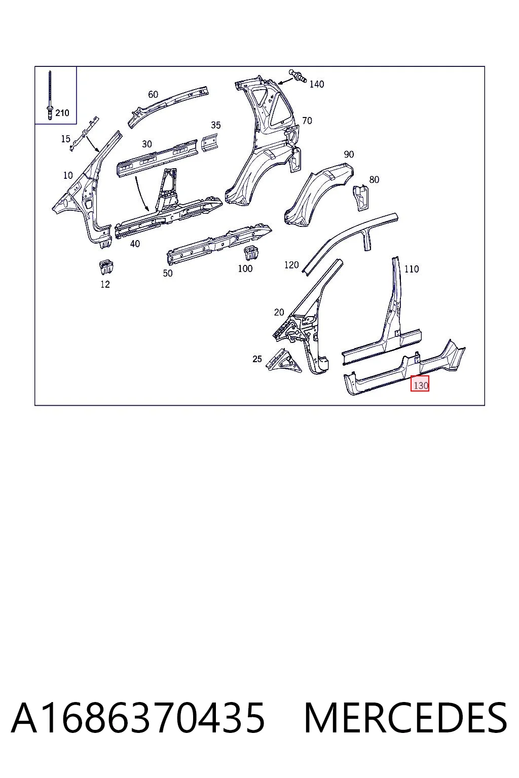 Umbral de puerta, derecha para Mercedes A W168