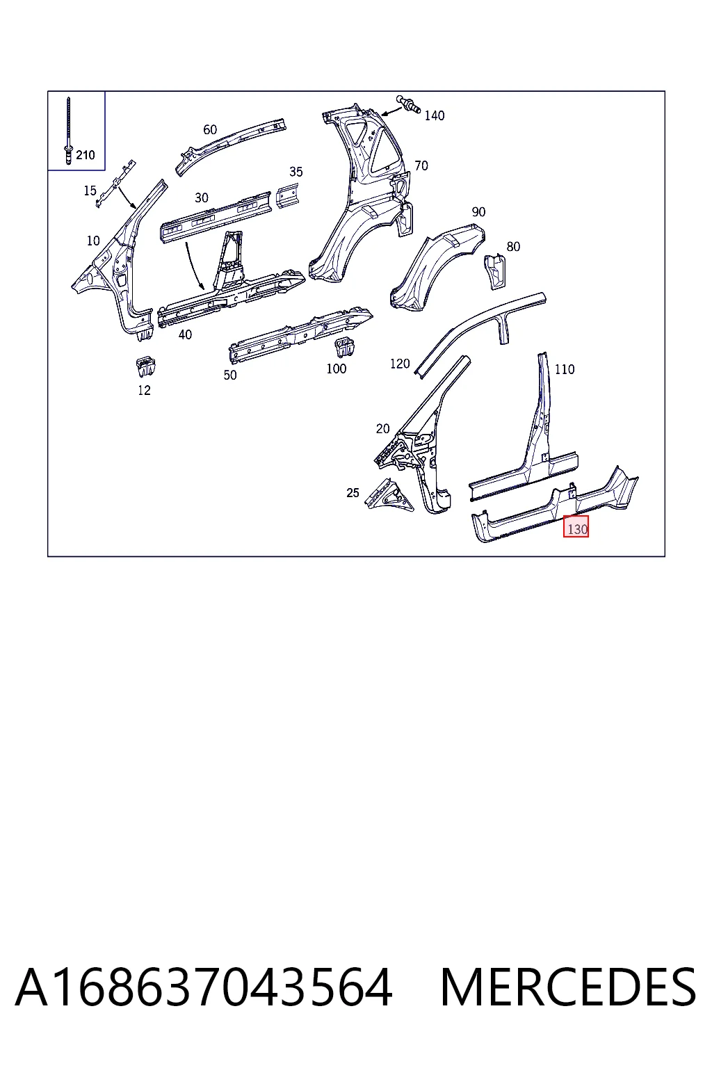 Comprar Umbral exterior derecho Mercedes A  W168 a bajo precio