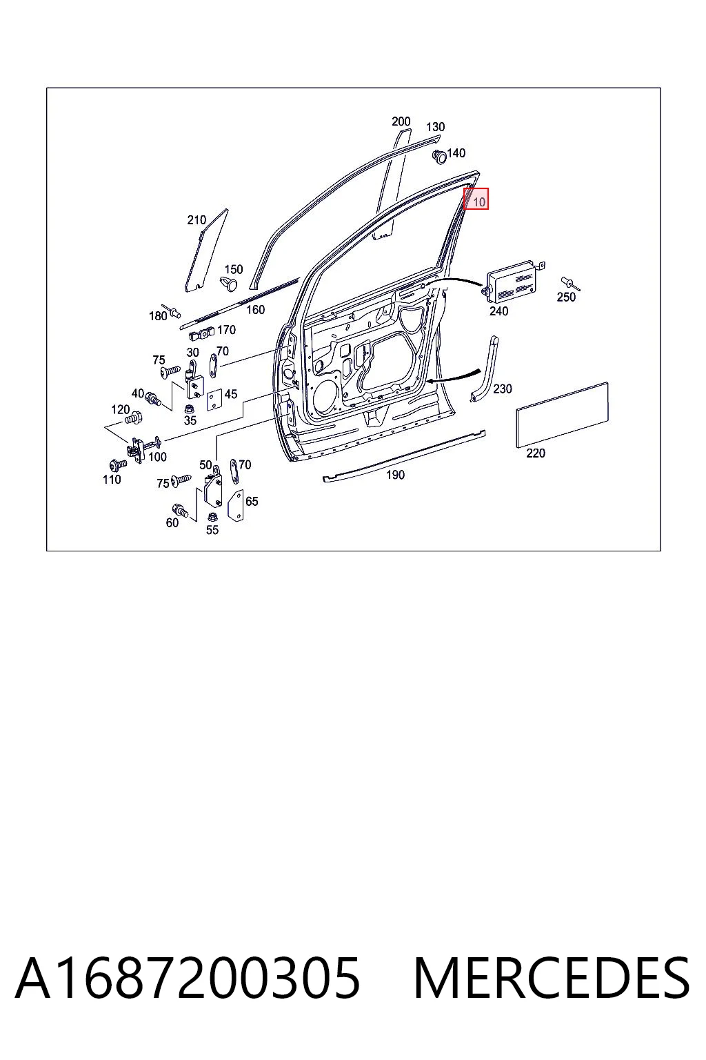 Puerta delantera para Mercedes A  W168