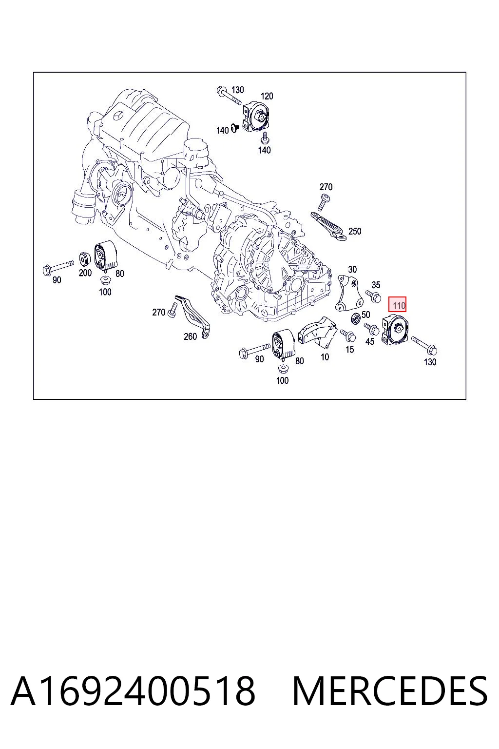 A1692400518 Mercedes Soporte de caja de velocidades