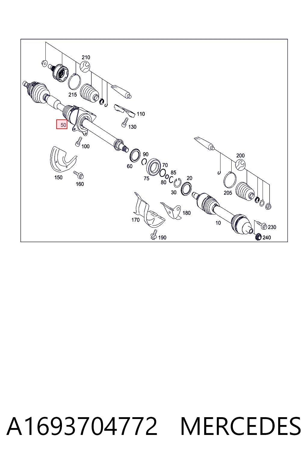 A1693704772 Mercedes Semieje delantero derecho