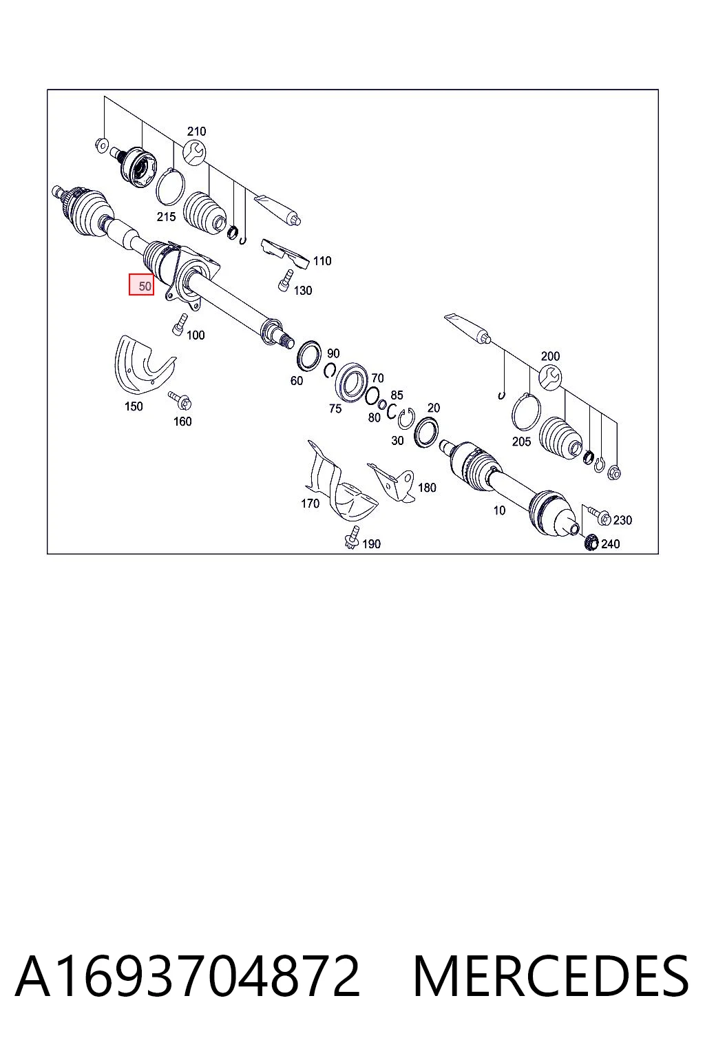 A1693704872 Mercedes Semieje delantero derecho