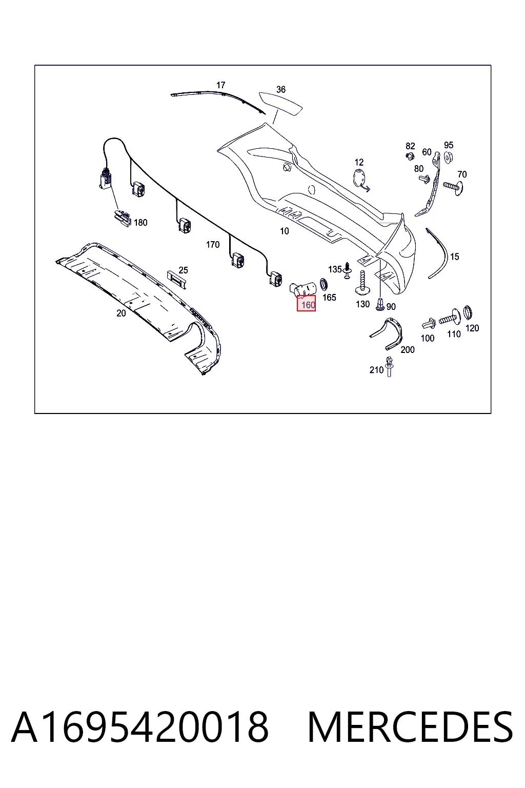 A1695420018 Mercedes Sensor alarma de estacionamiento trasero 