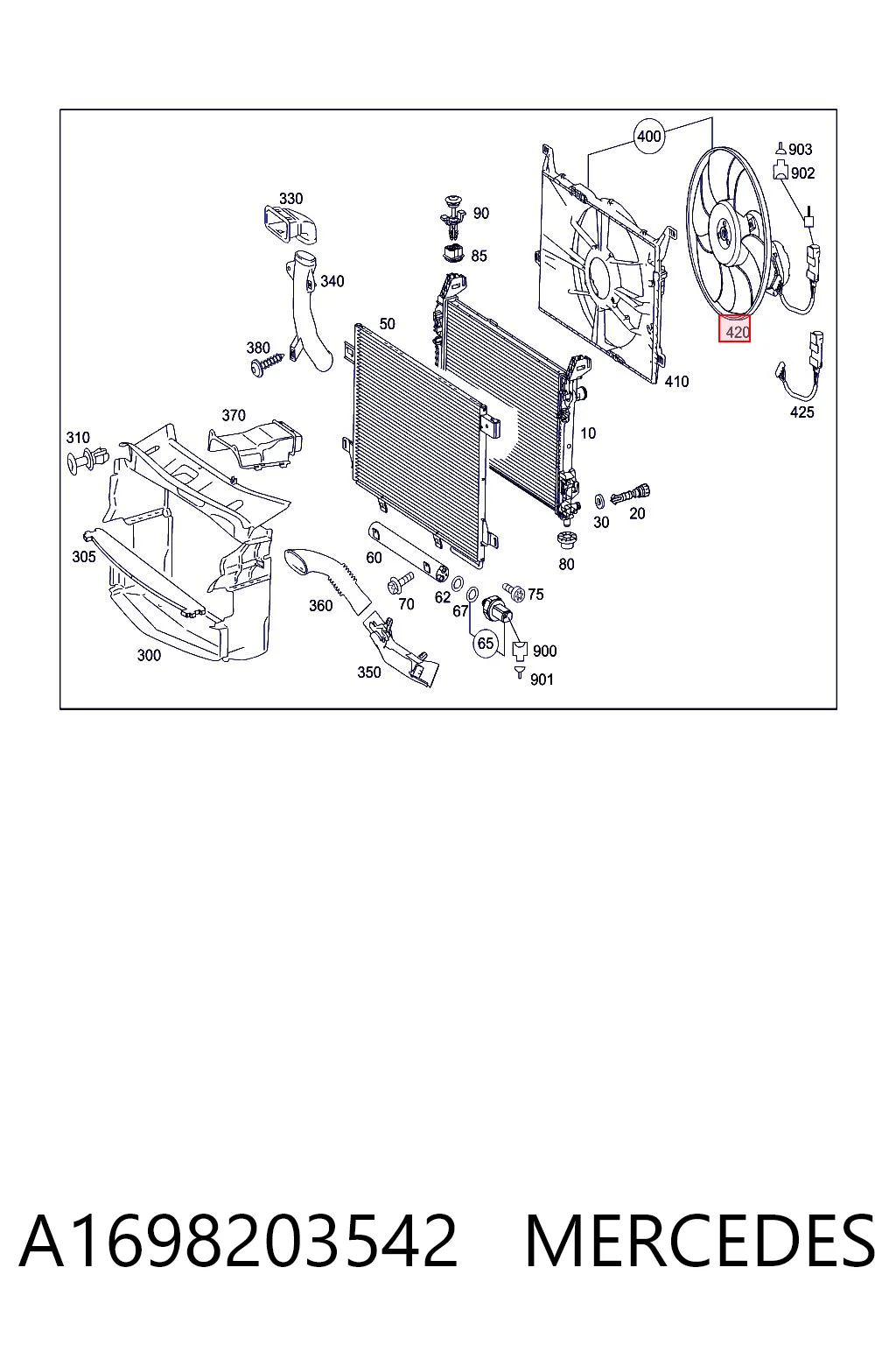 Ventilador de refrigeración del motor para Mercedes A  (W169)