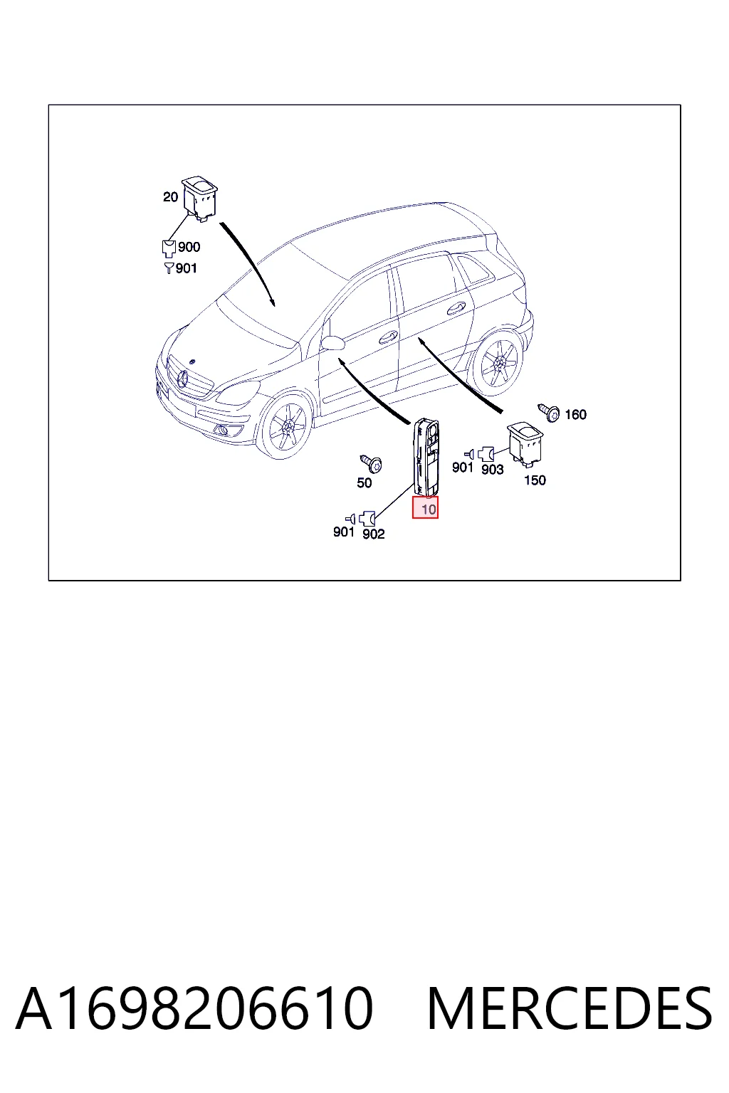 A1698206610 Mercedes Unidad de control de elevalunas delantera izquierda