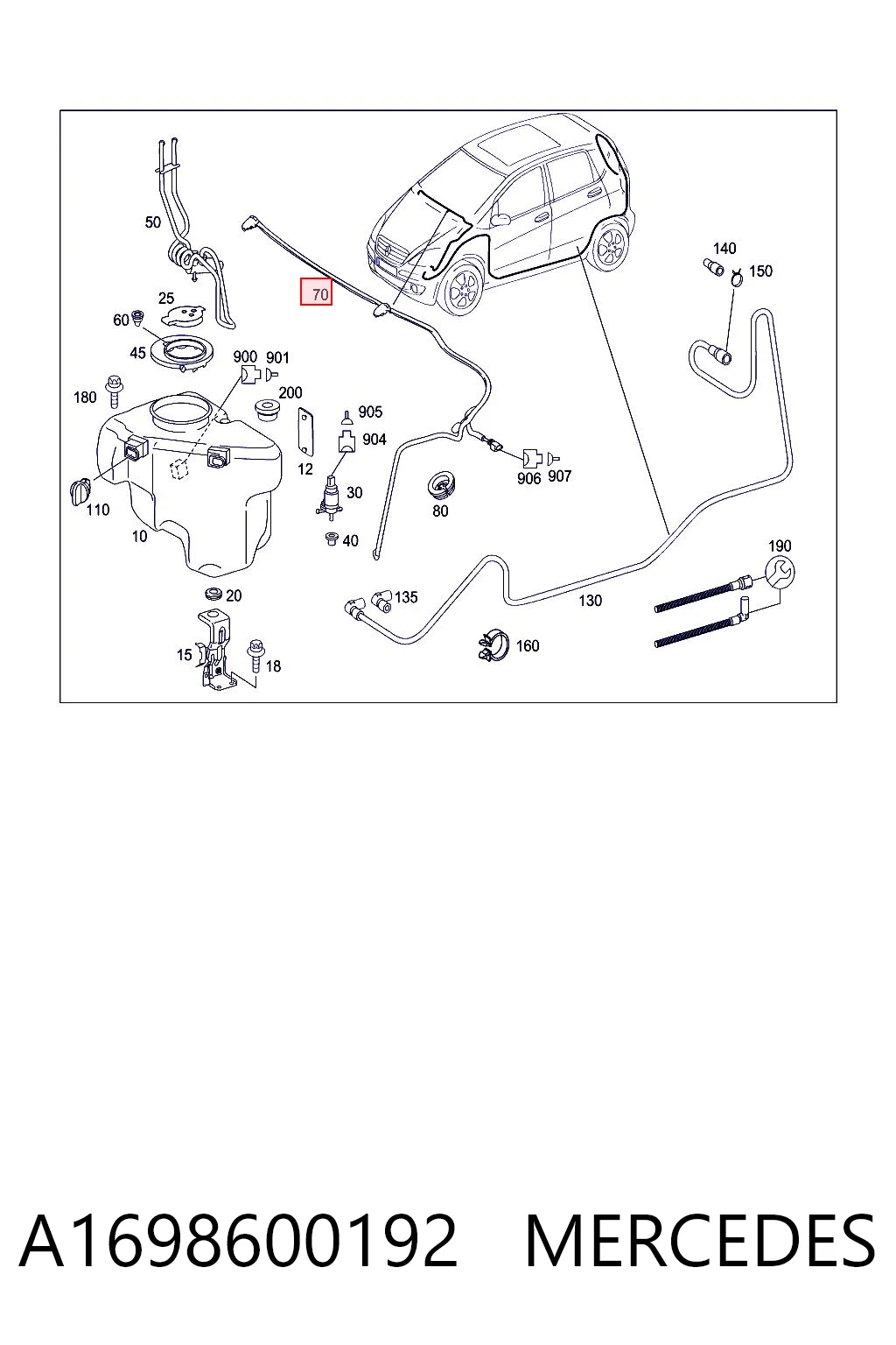 A1698600192 Mercedes Manguera lavaparabrisas