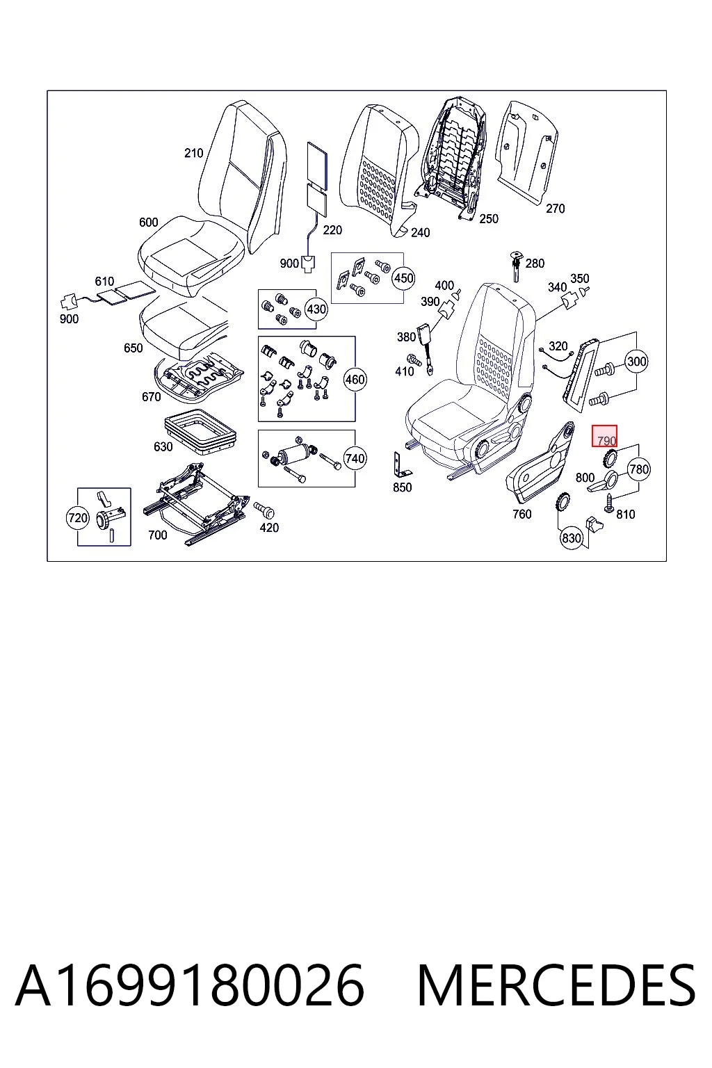 A1699180026 Mercedes Perilla de ajuste del respaldo del asiento