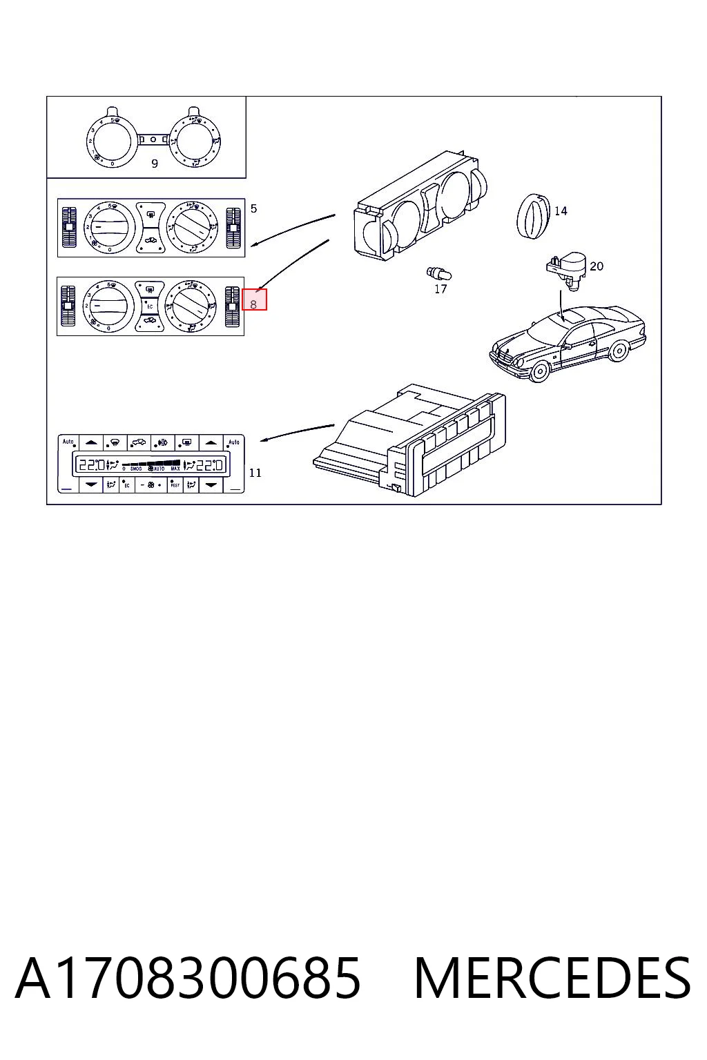 Módulo de modos de calefacción/aire acondicionado Mercedes E familiar (S210) (1996 - 2003) precio, desde 85,67 EUR