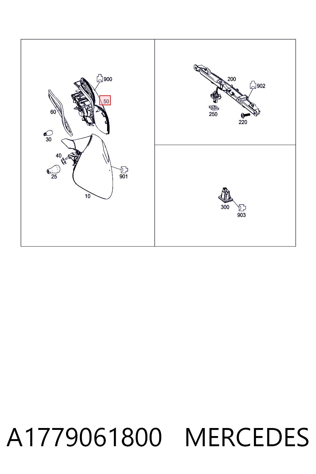 A1779061800 Mercedes Piloto trasero interior derecho