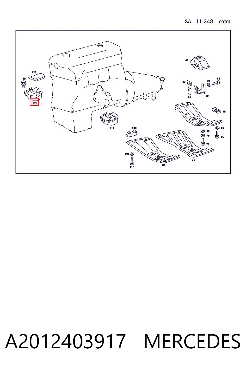 Soporte del motor izquierdo/derecho A2012403917 MERCEDES