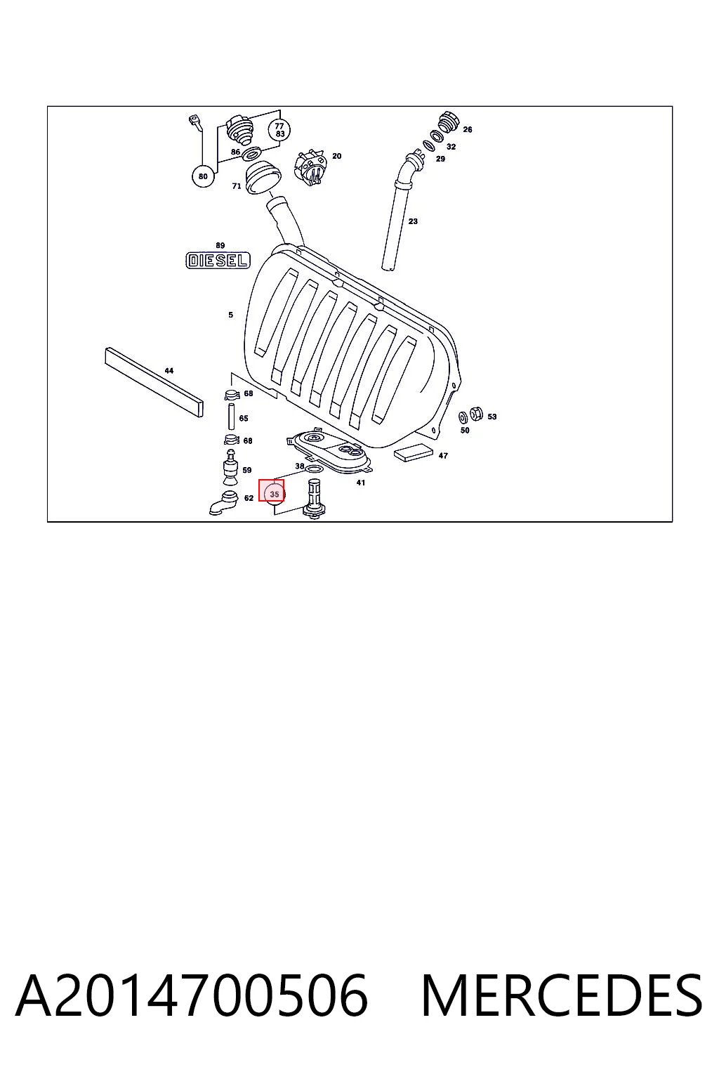 A2014700506 Mercedes Filtro de malla de la bomba de combustible