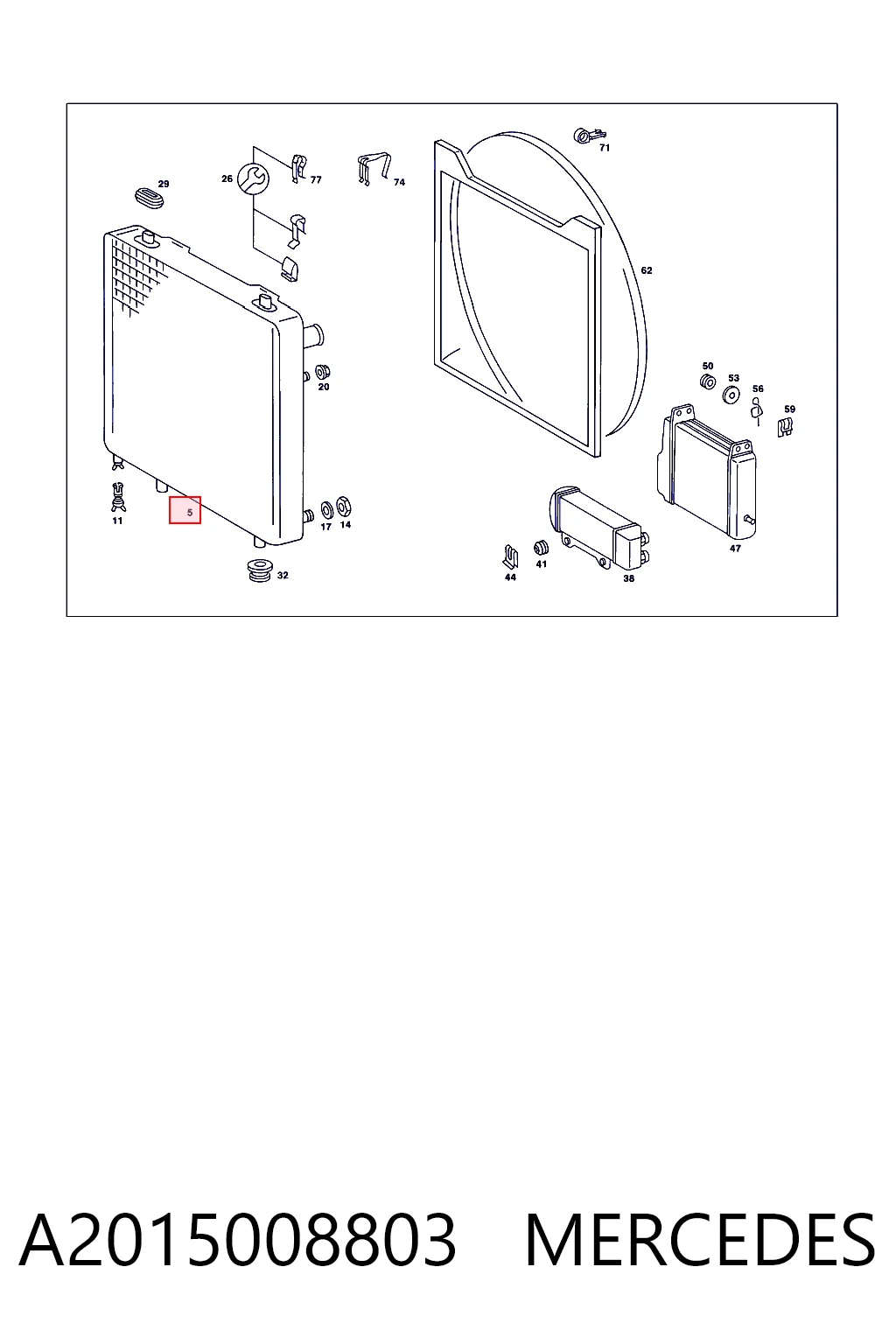 Radiador de refrigeración del motor A2015008803 MERCEDES