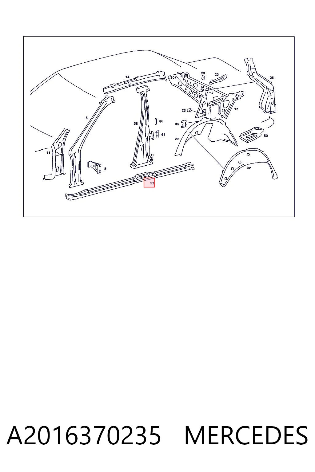 Comprar Umbral exterior derecho Mercedes C  W201 a bajo precio