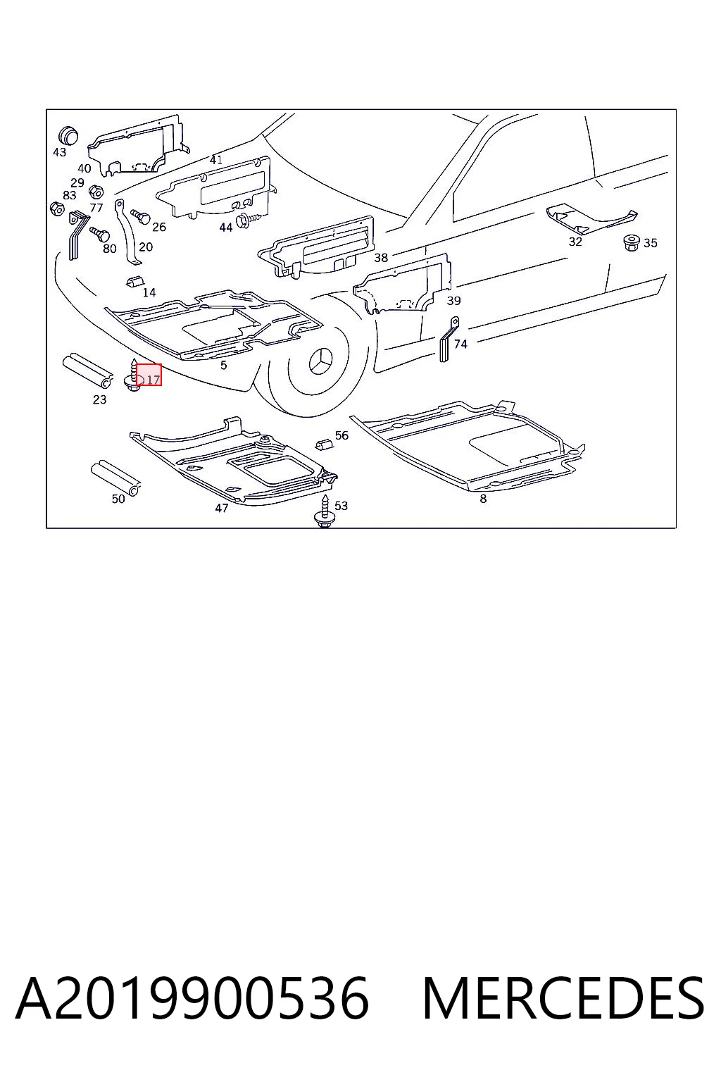 A2019900536 Mercedes Tornillo de protección del motor