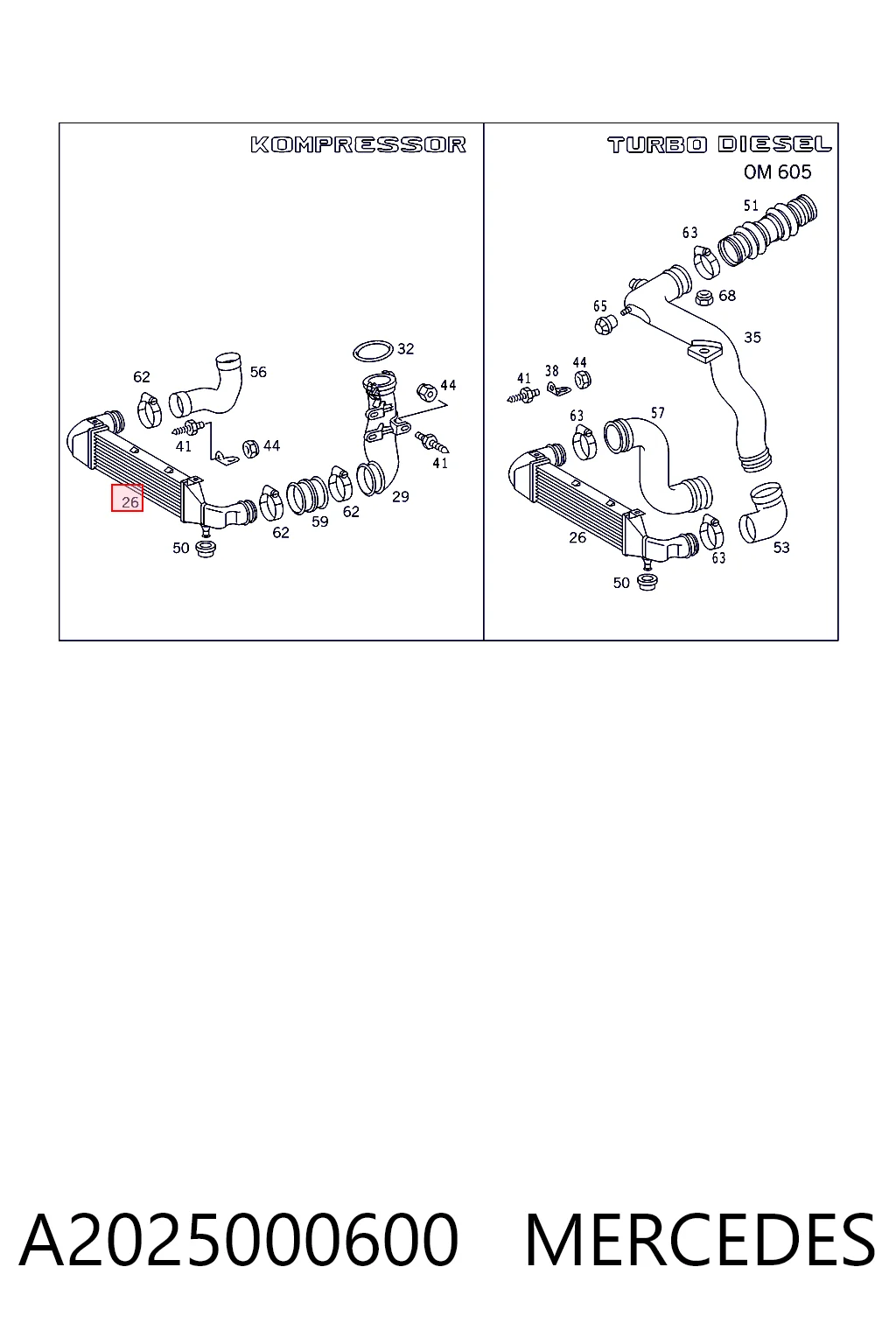 A2025000600 Mercedes Radiador de intercooler