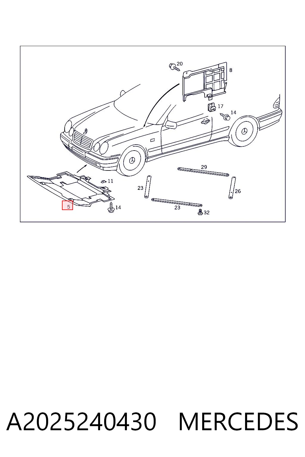 Protección motor / empotramiento para Mercedes C W202