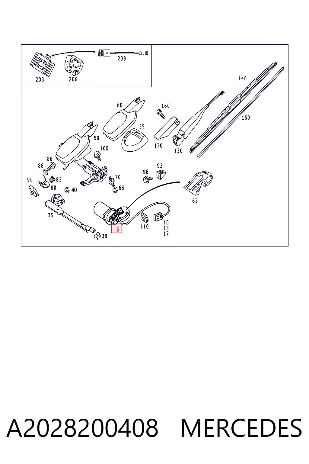 A2028200408 Mercedes Motor del limpiaparabrisas