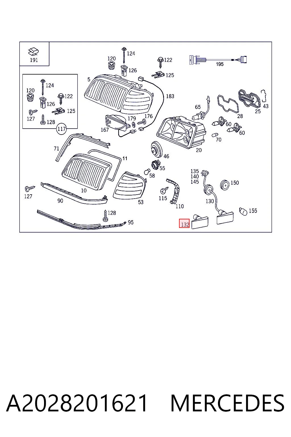 Luz intermitente de guardabarros A2028201621 MERCEDES