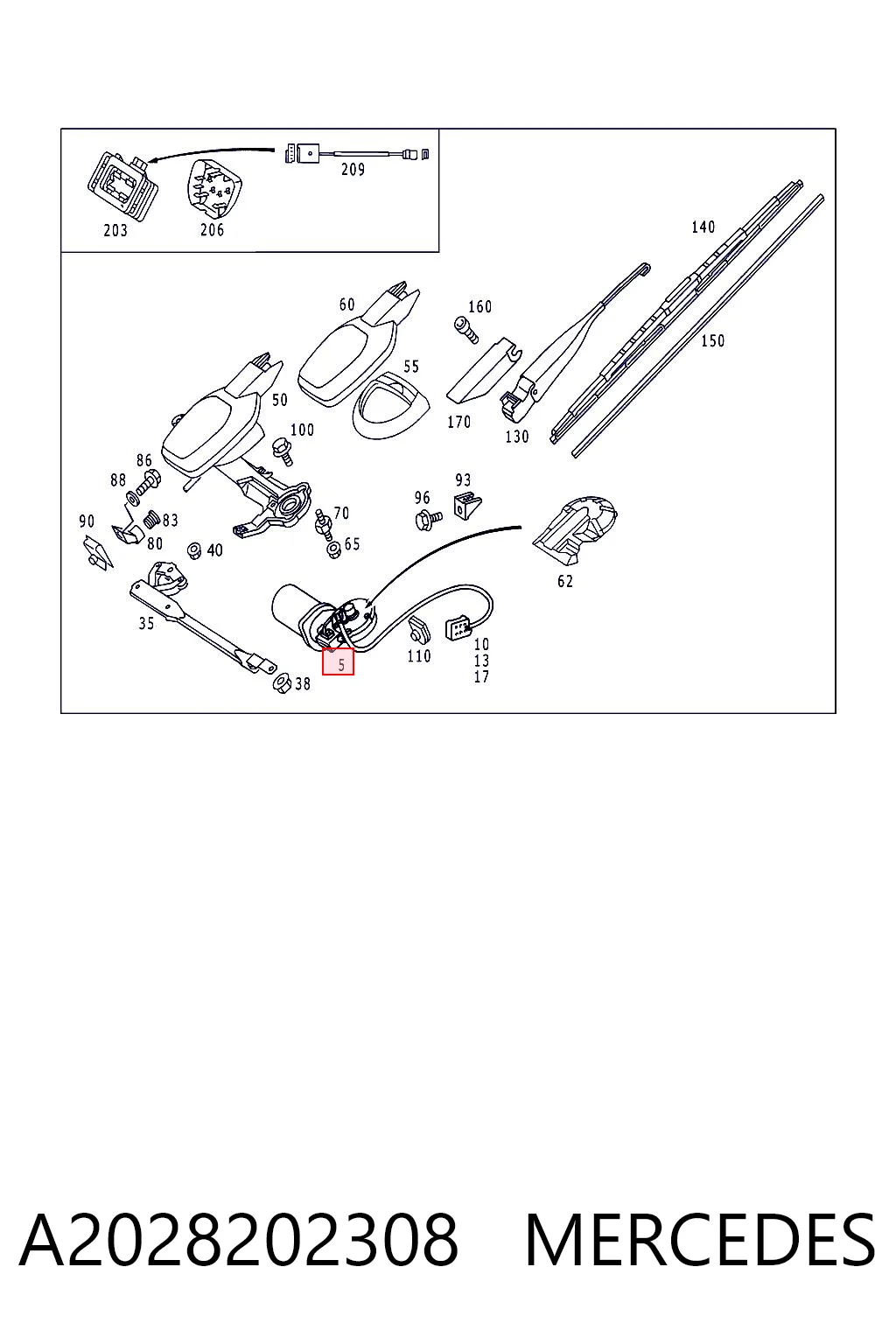 A2028202308 Mercedes Motor del limpiaparabrisas
