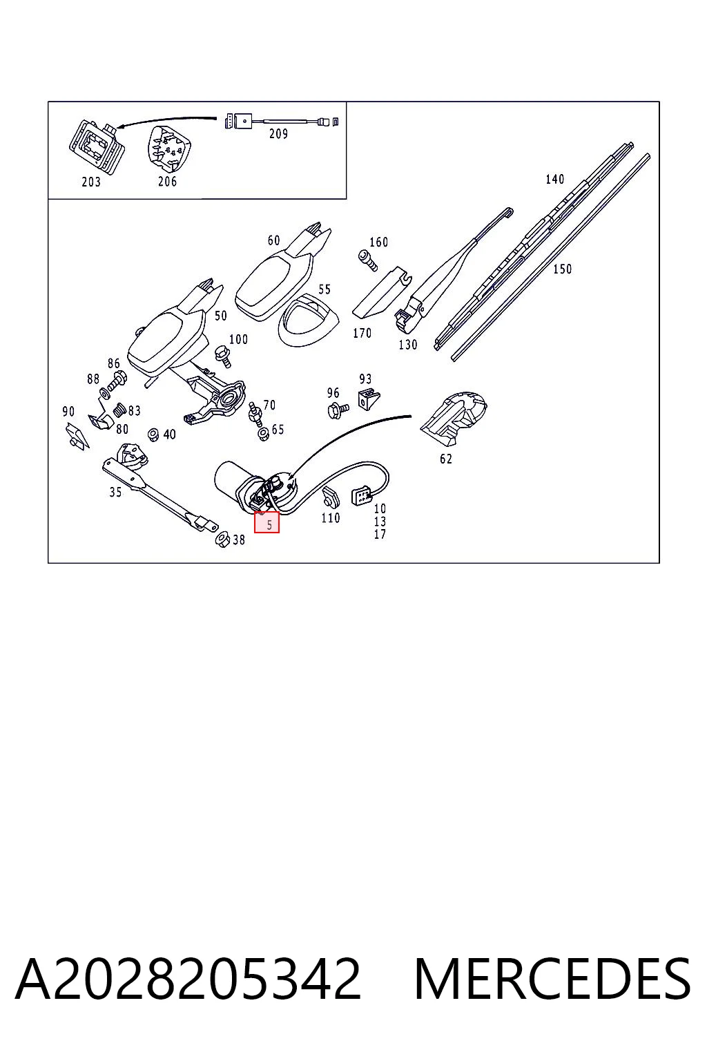 Motor del limpiaparabrisas Mercedes C  (1993-2000)
