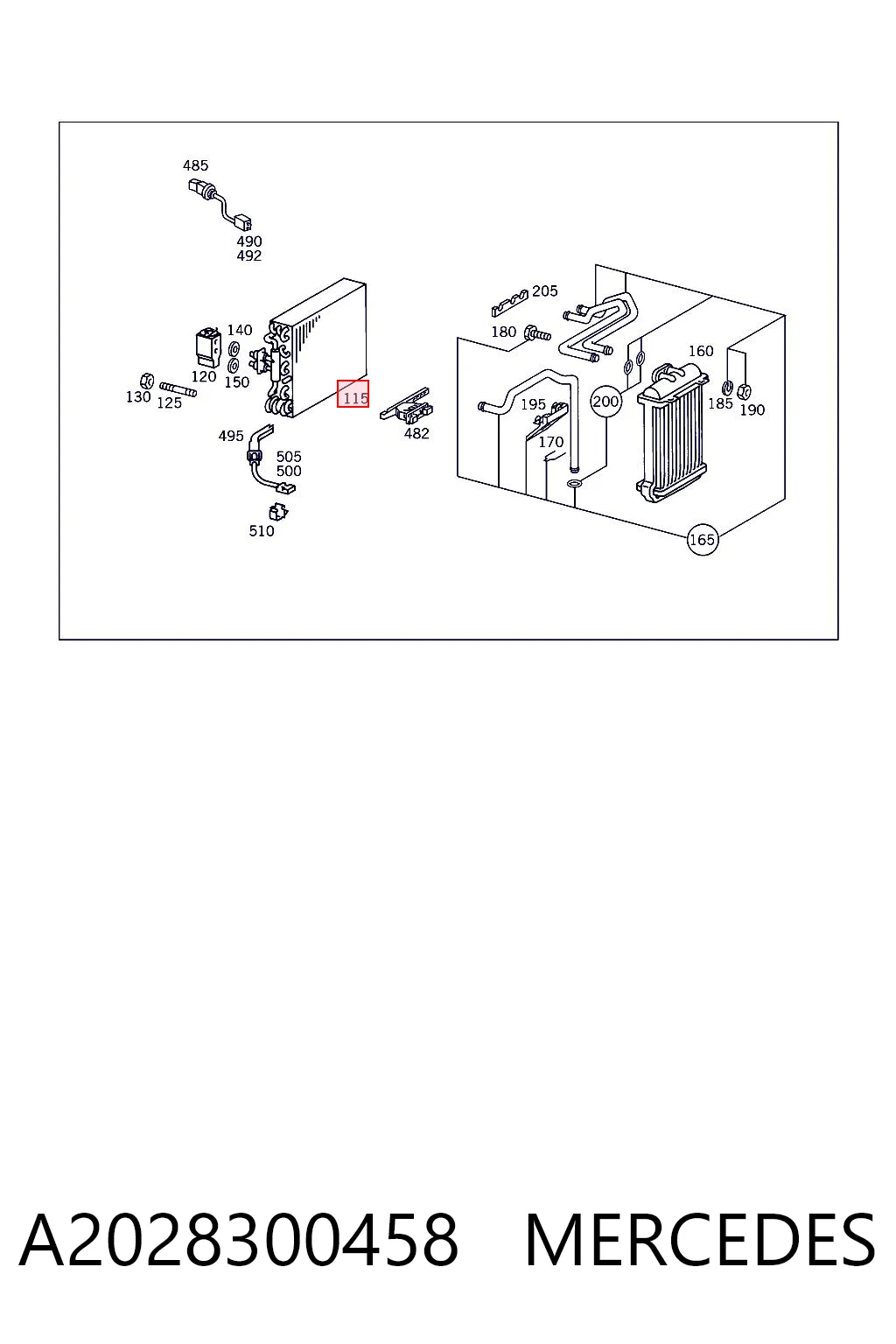 A2028300458 Mercedes Evaporador, aire acondicionado