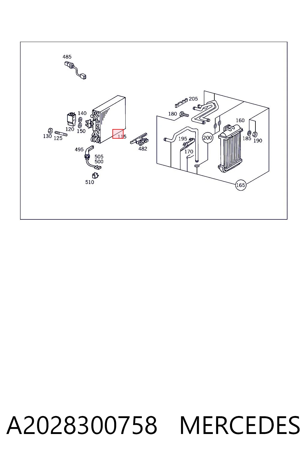 A2028300758 Mercedes Evaporador, aire acondicionado