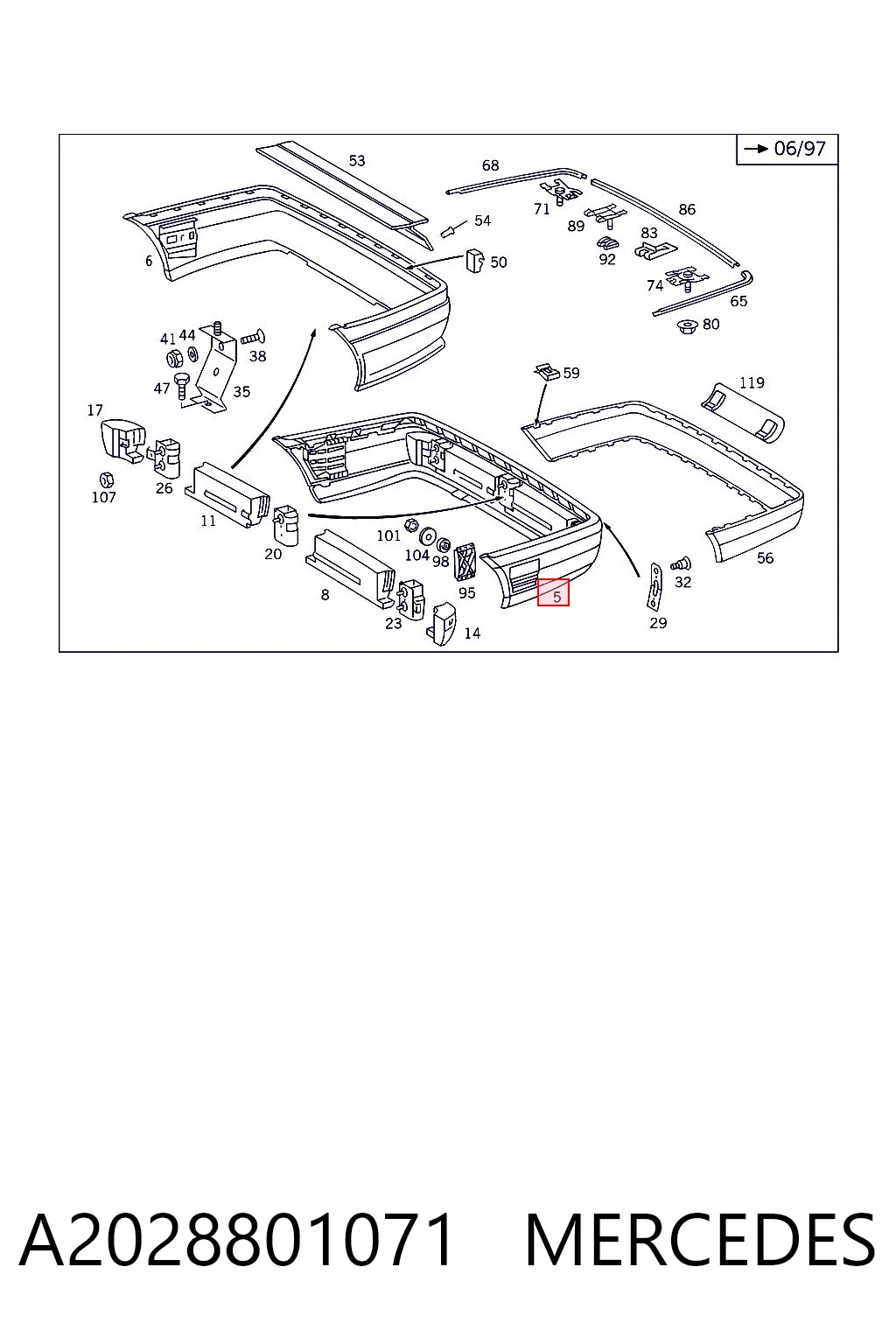 Comprar Parachoques trasero Mercedes C  W202 a bajo precio