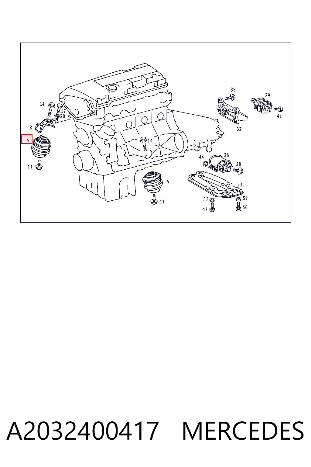 A2032400417 Mercedes Cojín del motor