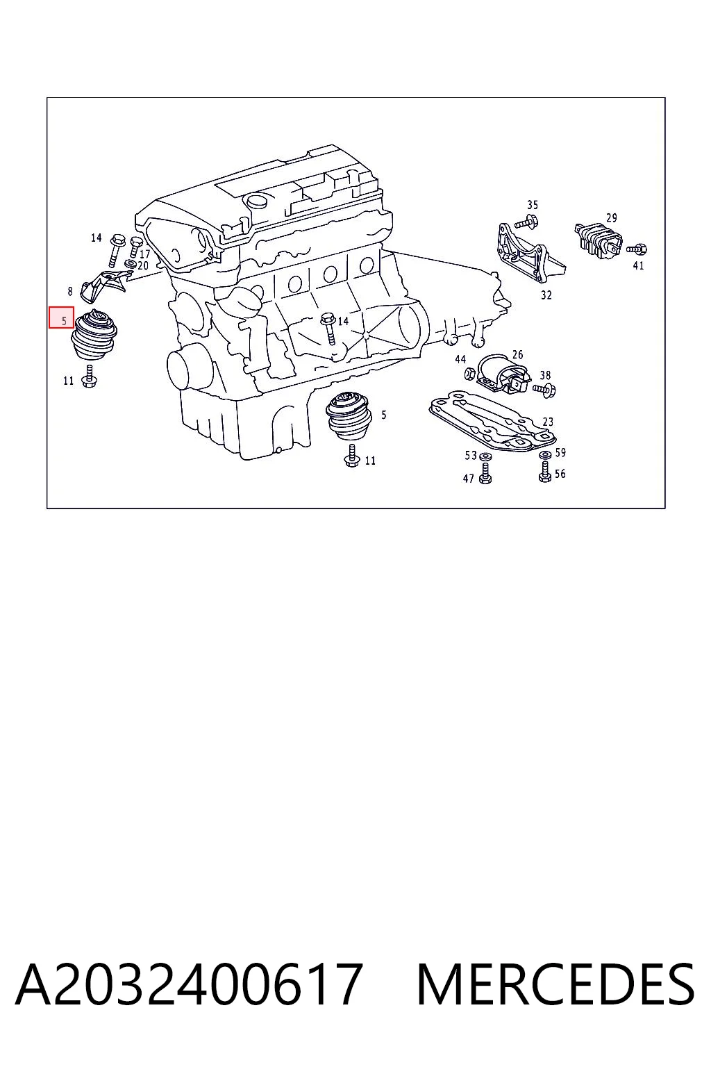 A2032400617 Mercedes Almohada del Motor Izquierda / Derecha