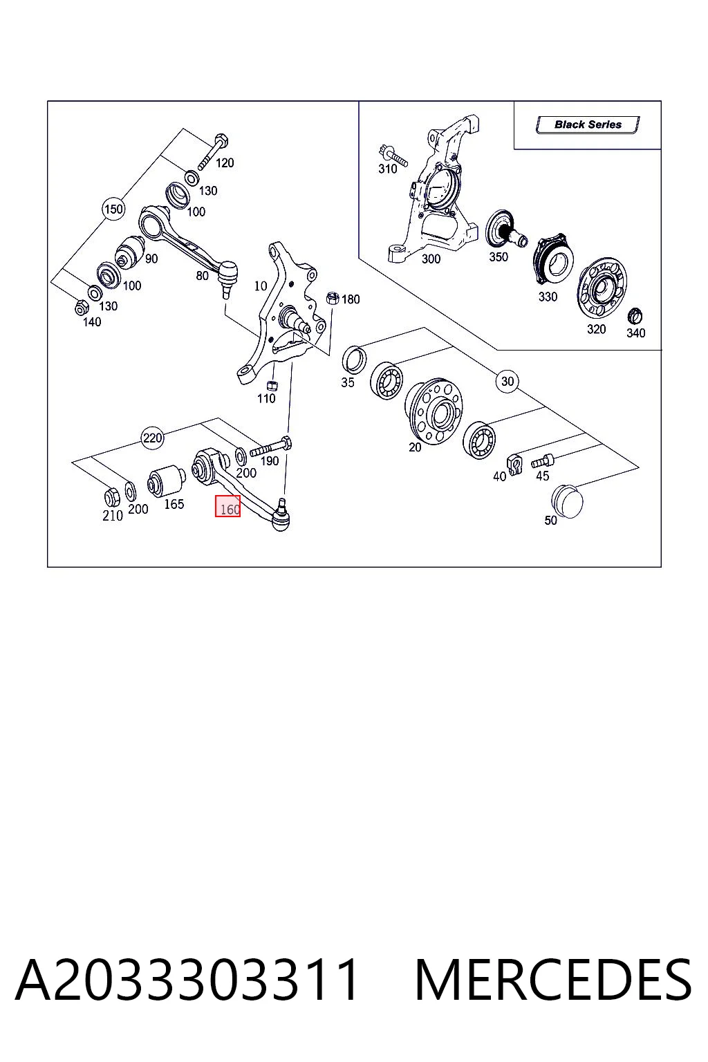 A2033303311 Mercedes Brazo inferior izquierdo de la suspensión delantera