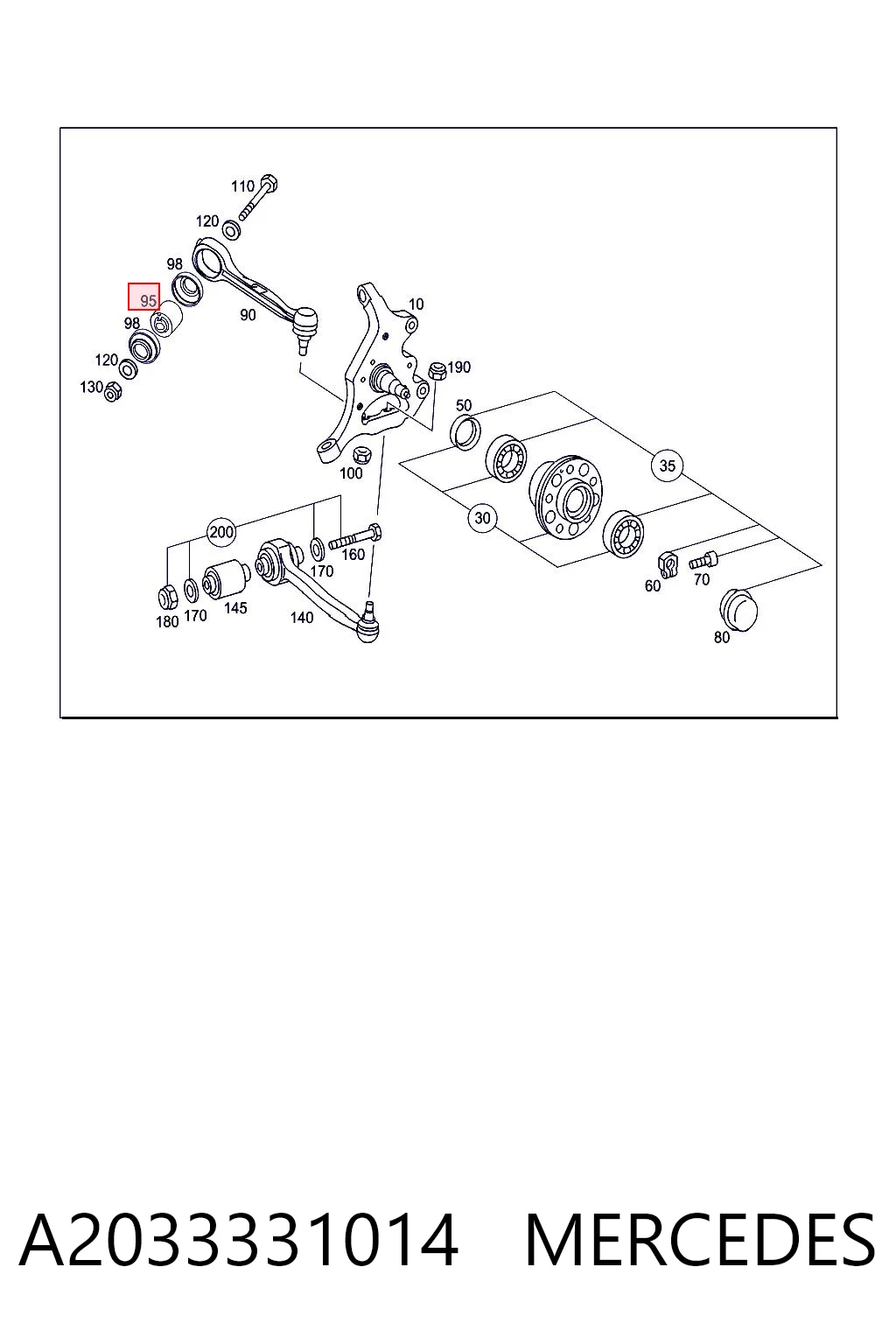 A2033331014 Mercedes Buje del brazo de suspensión delantero superior
