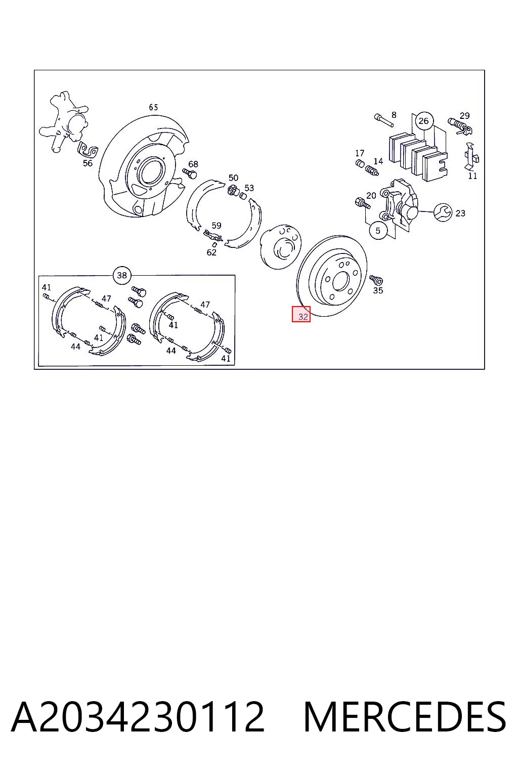 A2034230112 Mercedes Freno de disco trasero