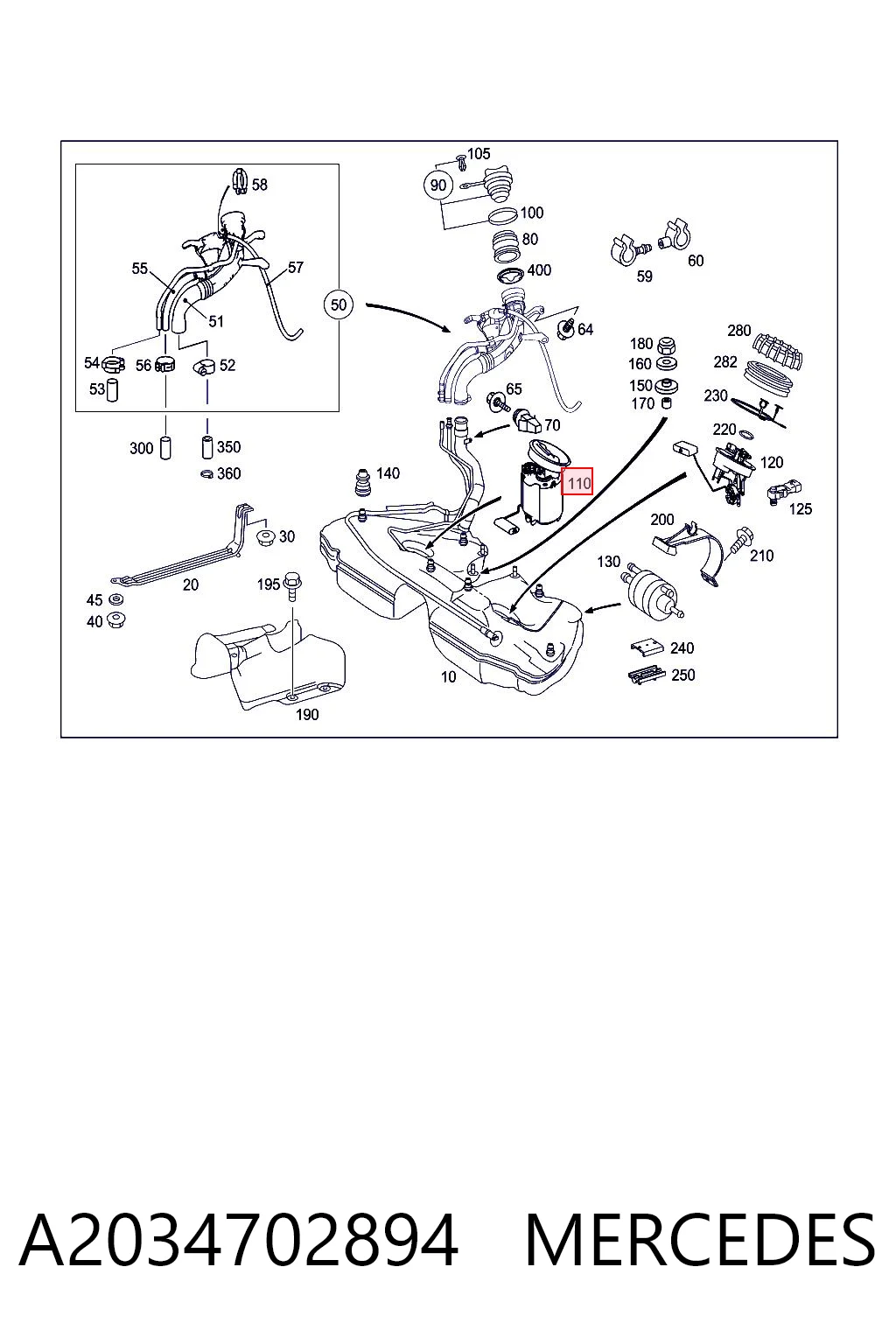 A2034702894 Mercedes Módulo de alimentación de combustible