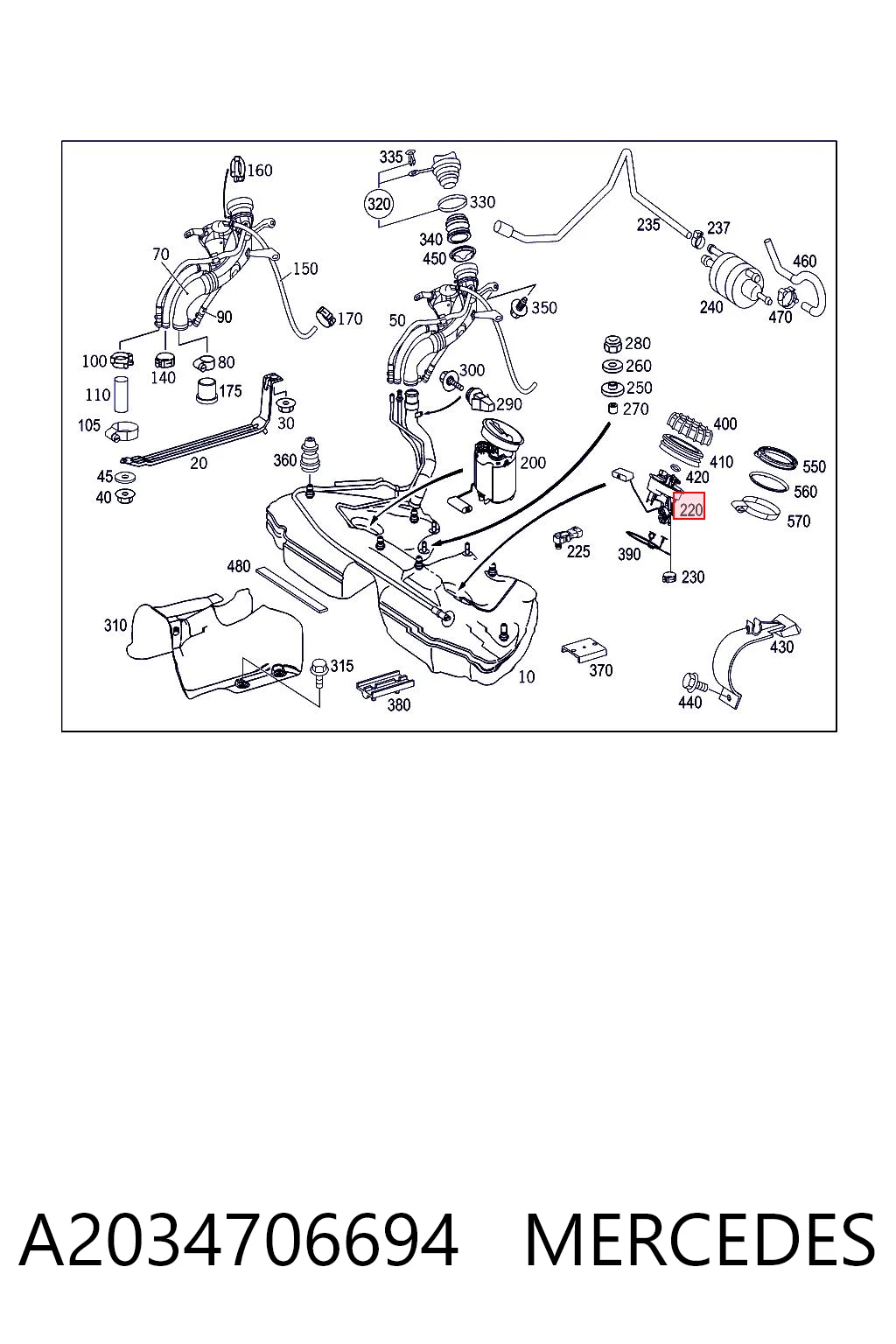 A2034706694 Mercedes Medidor de combustible