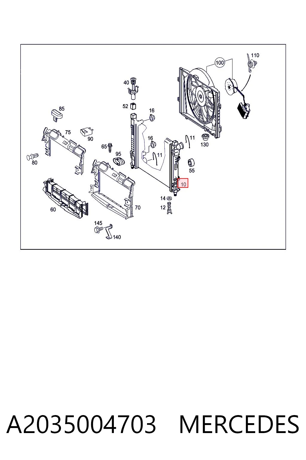 Radiador de refrigeración del motor MERCEDES A2035004703