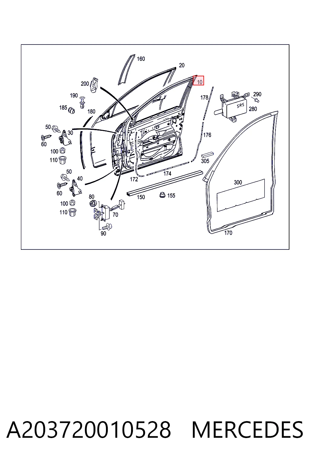 Puerta delantera para Mercedes C  W203